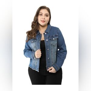 Agnes Orinda Women's Plus Size Classic Denim Long Sleeve With Pockets Fashion